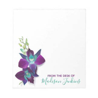 Bloc De Notas Flor Orquídea Azul Bom Dendrobium Personalizada
