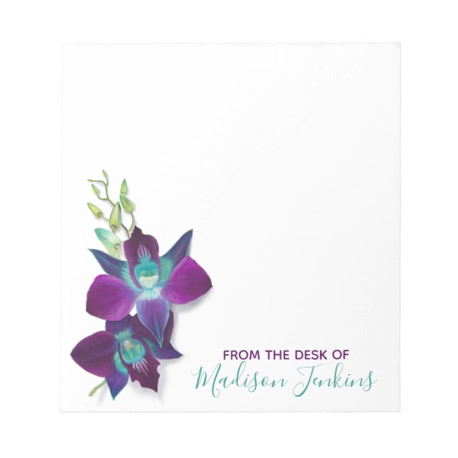Bloc De Notas Flor Orquídea Azul Bom Dendrobium Personalizada (Frente)