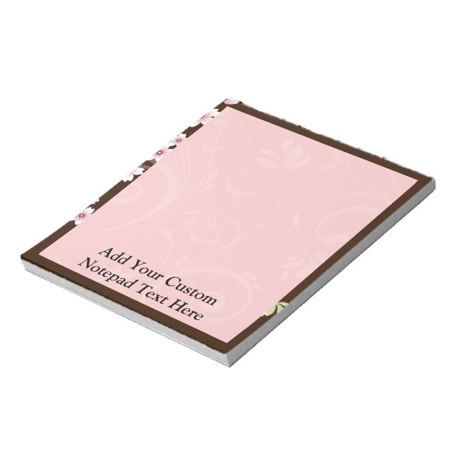 Bloc De Notas Flor personalizada de dogwood rosa/marrón (Lado Izquierdo)