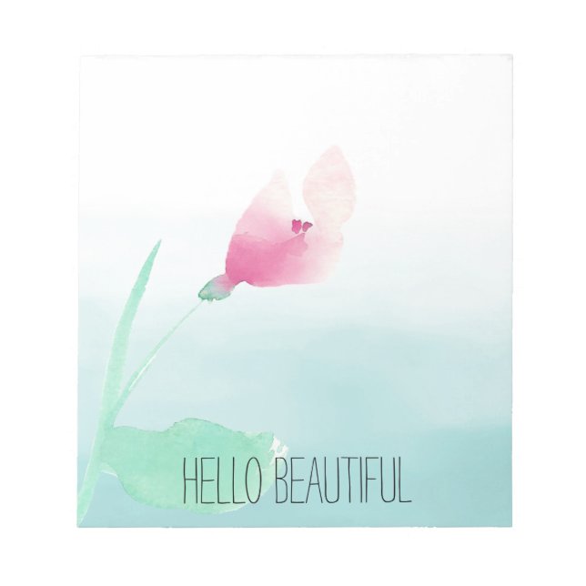 Bloc De Notas Flor rosa Aqua Ombre (Frente)