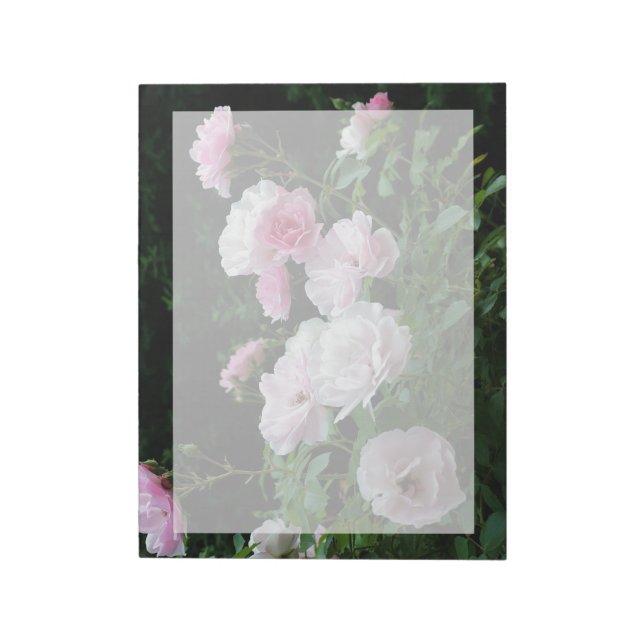 Bloc De Notas flor rosa bonito y blanco. Floral, (Lado Izquierdo)