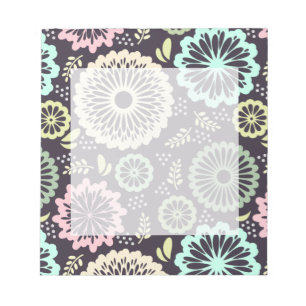 Bloc De Notas Flor rosa pastel suave y verde azulada Botánica de