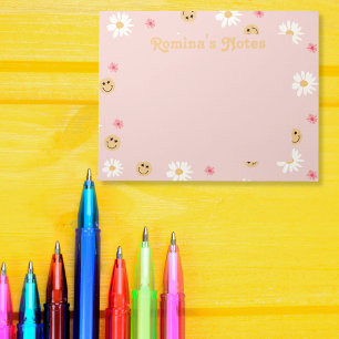 Bloc De Notas Flor rosa Patrón retro colorido personalizado