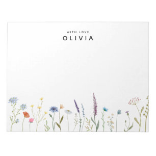 Bloc De Notas Flor silvestre acuarela personalizada con amor