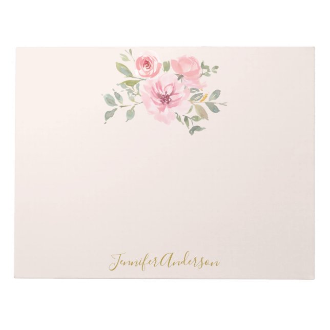 Bloc De Notas Flor silvestre acuosa Rubor Flor rosa (Frente)