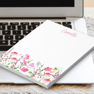 Bloc De Notas Flor silvestre Delicate Floral rosa personalizada