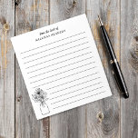 Bloc De Notas Flor Silvestre Negra Y Blanca Llenada Desde La Mes<br><div class="desc">Elegante bloc de notas floral y personalizado con su nombre. Un ilustracion floral blanco y negro aporta un toque elegante.</div>