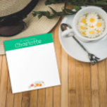 Bloc De Notas Flor silvestre vintage color de agua verde<br><div class="desc">Flor botánica de color rojo naranja amarillo Notepad. Stationery personalizada. Añade tu nombre.</div>