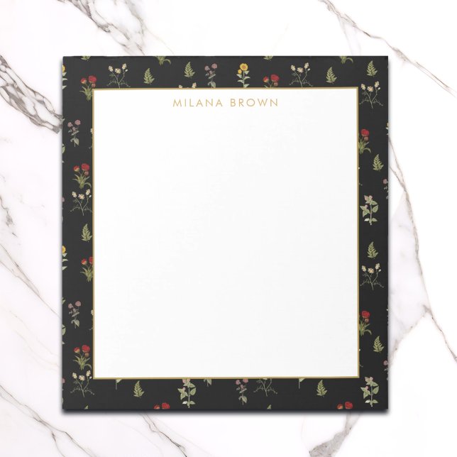 Bloc De Notas Flor silvestre y oro negras (Subido por el creador)