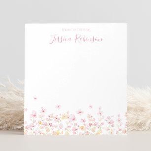 Bloc De Notas Flora acuarela rosa personalizada