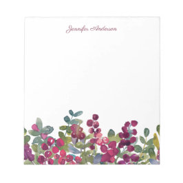 Bloc De Notas Floral Acuarela Moderna Capullos Burgundy Personal