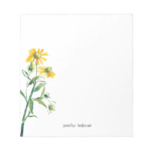 Bloc De Notas Floral Acuarela Moderna Flor Silvestre Personaliza