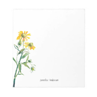 Bloc De Notas Floral Acuarela Moderna Flor Silvestre Personaliza