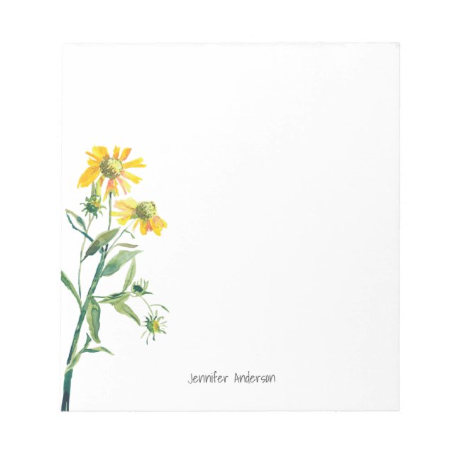 Bloc De Notas Floral Acuarela Moderna Flor Silvestre Personaliza (Frente)
