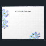 Bloc De Notas Floral acuarela olvidarme no es nombre de monogram<br><div class="desc">Acuarela botánica Olvídenme de las flores no cuaderno personalizado diseño de hojas de acuarela con monograma y nombre. Puede personalizarlo y agregar su propio nombre o texto y monograma.</div>