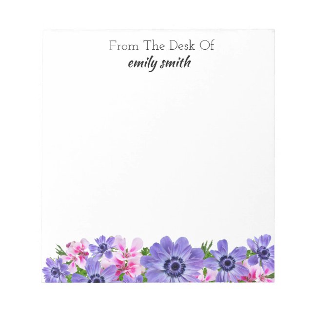 Bloc De Notas Floral acuarela personalizada (Frente)