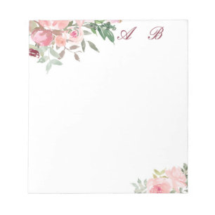 Bloc De Notas Floral acuarela rosa