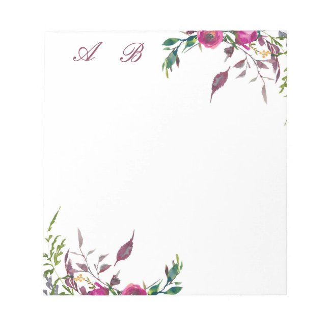 Bloc De Notas Floral acuarela suelta rosa (Frente)