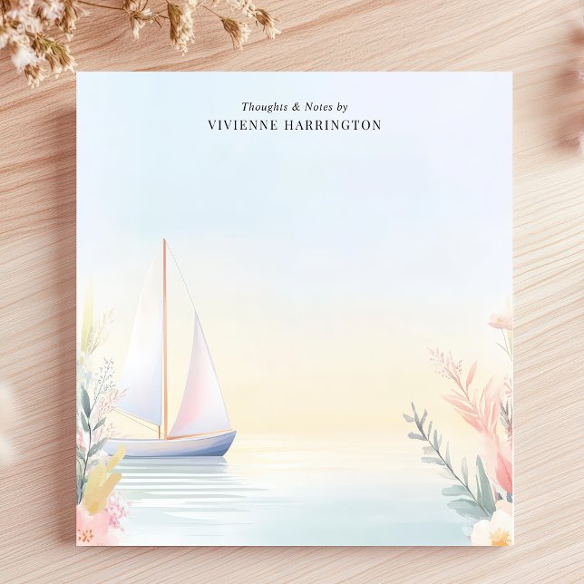 Bloc De Notas Floral acuática de velero tranquila personalizada (Subido por el creador)