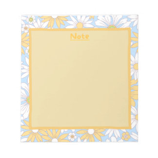 Bloc de notas floral azul, amarillo y blanco