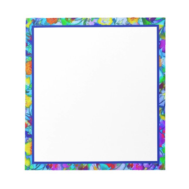 Bloc De Notas Floral azul brillante (Frente)