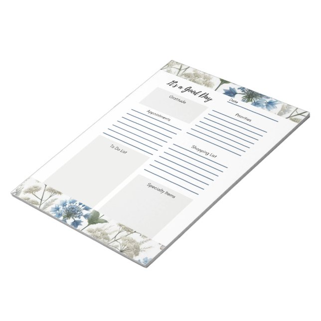 Bloc De Notas Floral azul Daily Planner (Lado Derecho)