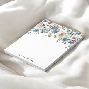 Bloc De Notas Floral Azul Y Blanca