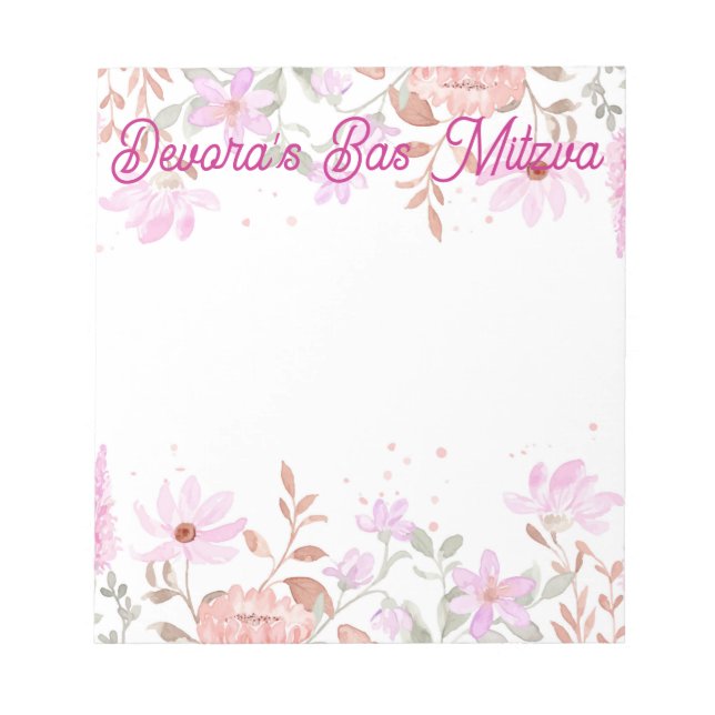 Bloc De Notas Floral bas mitzva notepad (Frente)