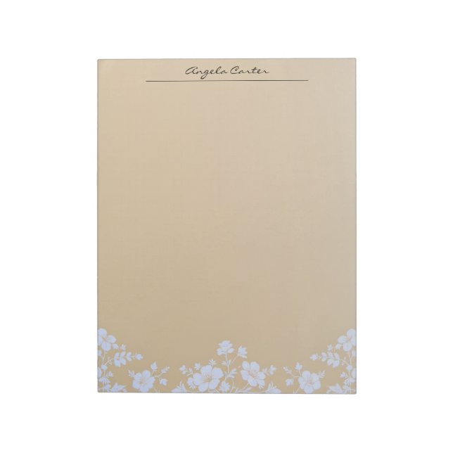 Bloc De Notas Floral blanco sobre beige (Lado Izquierdo)