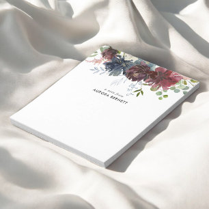 Bloc De Notas Floral Burgundy Blue Bloom Elegant