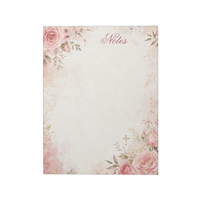 Bloc de notas floral cristiano personalizado (Lado Izquierdo)