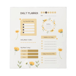 Bloc De Notas Floral Daily Planner with Sunflowers & Daisies