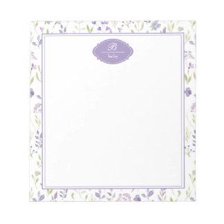 Bloc De Notas Floral de flores silvestres moradas personalizadas