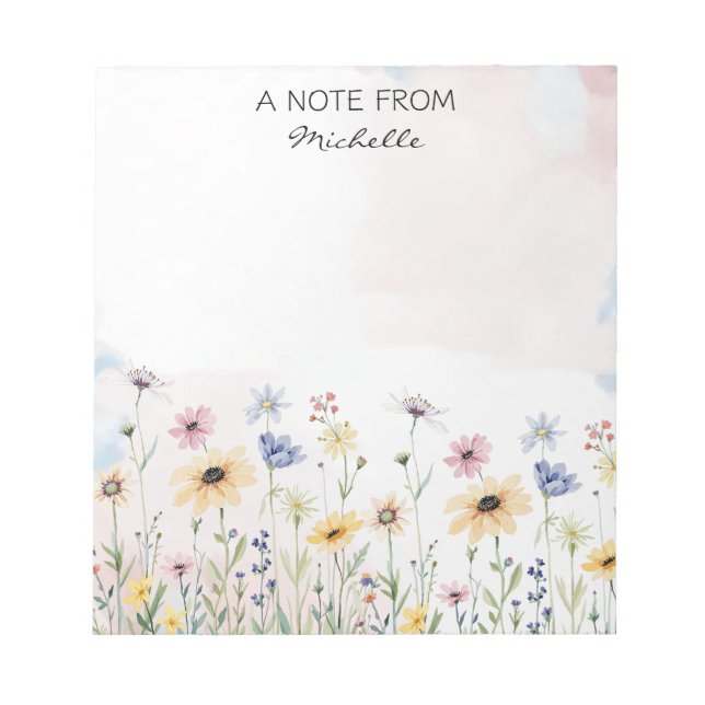 Bloc De Notas Floral de flores silvestres personalizada moderna (Frente)