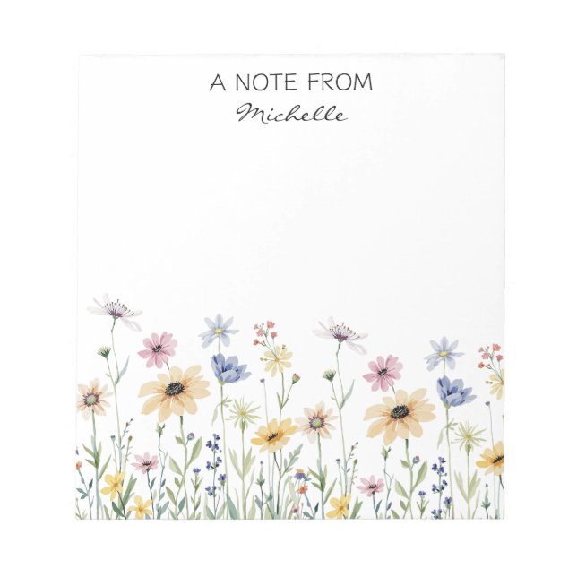 Bloc De Notas Floral de flores silvestres personalizada moderna (Frente)