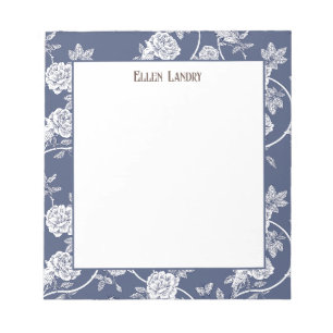 Bloc De Notas Floral de la Marina Chinoiserie personalizada