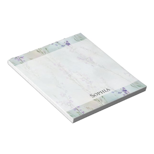Bloc De Notas Floral de lavanda morada romántica (Lado Derecho)