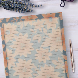 Bloc De Notas Floral de los años 1950, un Naranja azul turbio re