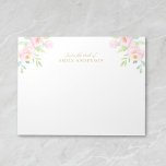 Bloc De Notas Floral de peones rosados de color de agua de la me<br><div class="desc">Billete de diseño personalizado con manicomio de color rosa elegante con nombre personalizado.</div>