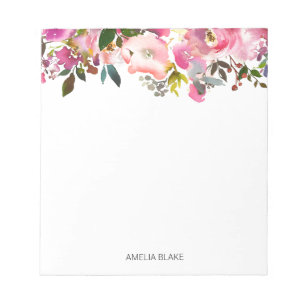 Bloc De Notas Floral de primavera acuática personalizada