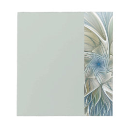 Bloc De Notas Floral Dream Pattern Abstract Blue Khaki Fractal