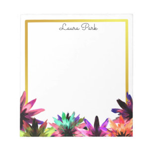 Bloc De Notas Floral Gold Faux Personalizado Cute Girly
