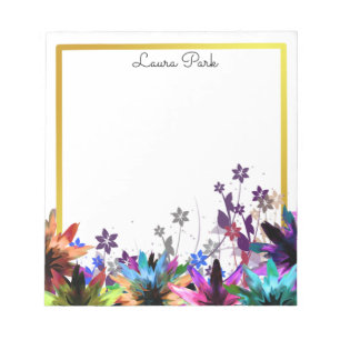 Bloc De Notas Floral Gold Faux Personalizado Cute Girly