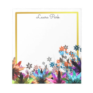 Bloc De Notas Floral Gold Faux Personalizado Cute Girly