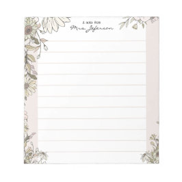 Bloc De Notas Floral Lines Pure Teacher Notepad