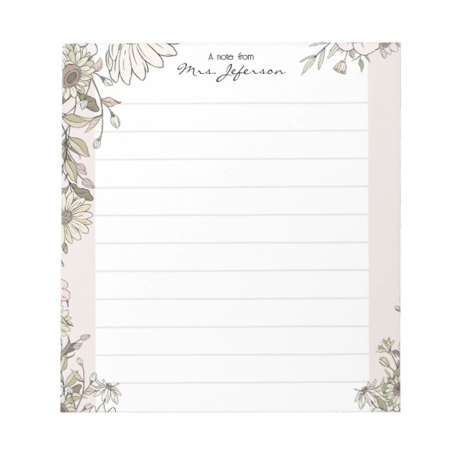 Bloc De Notas Floral Lines Pure Teacher Notepad (Frente)