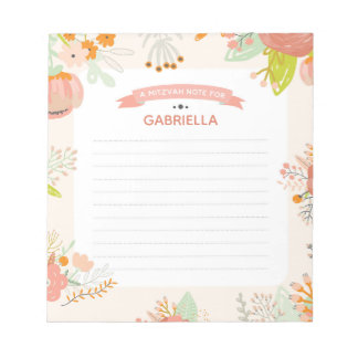 Bloc De Notas Floral Mitzvah Note