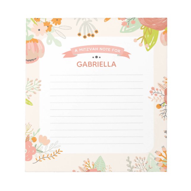 Bloc De Notas Floral Mitzvah Note (Frente)