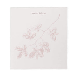 Bloc De Notas Floral Moderno Nombre Personalizado Beige Rosa