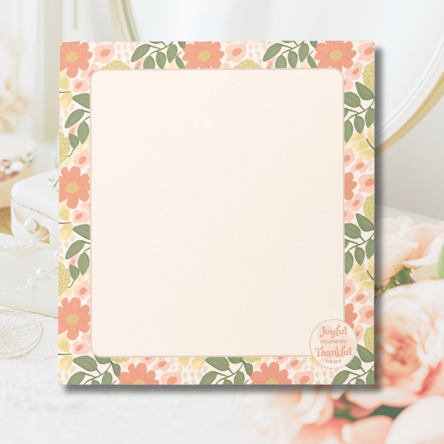 Bloc de notas floral - Momentos alegres Corazón ag (Joyful Moments Thankful Heart – Floral Notepad)